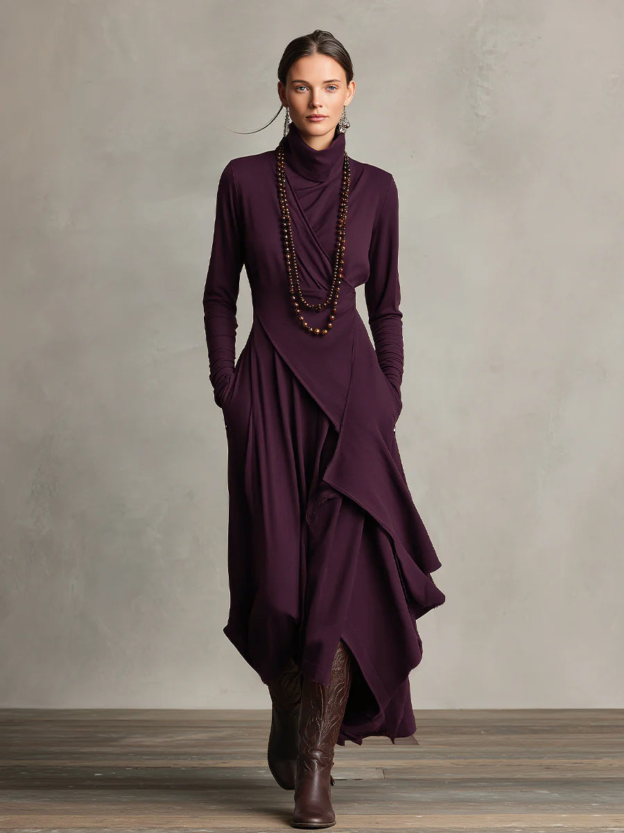 Abito maxi asimmetrico per donne in colore viola