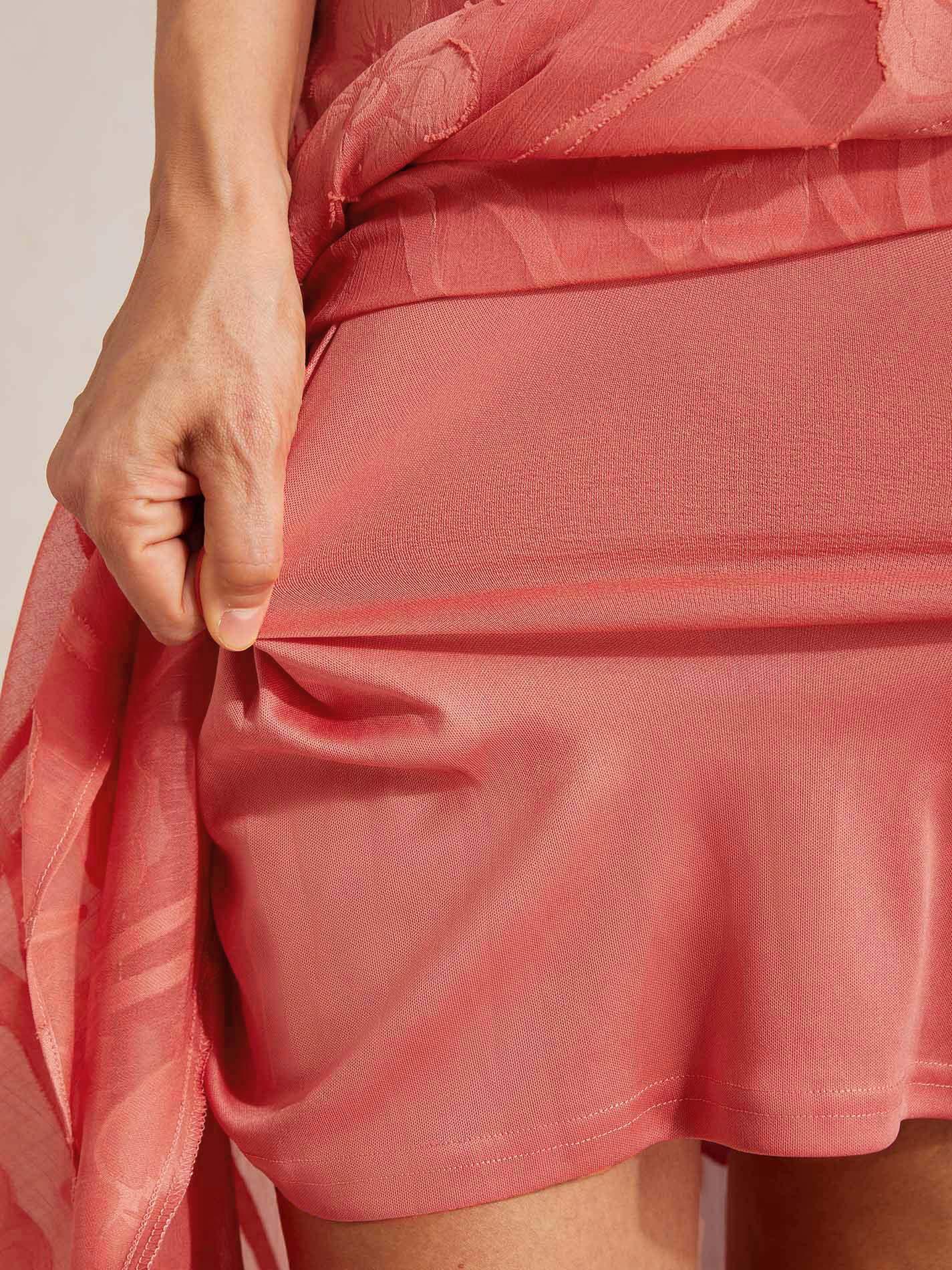 Abito da sera senza maniche in chiffon floreale con orlo asimmetrico