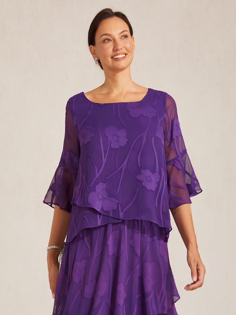 Blusa in Chiffon con Orlo Asimmetrico