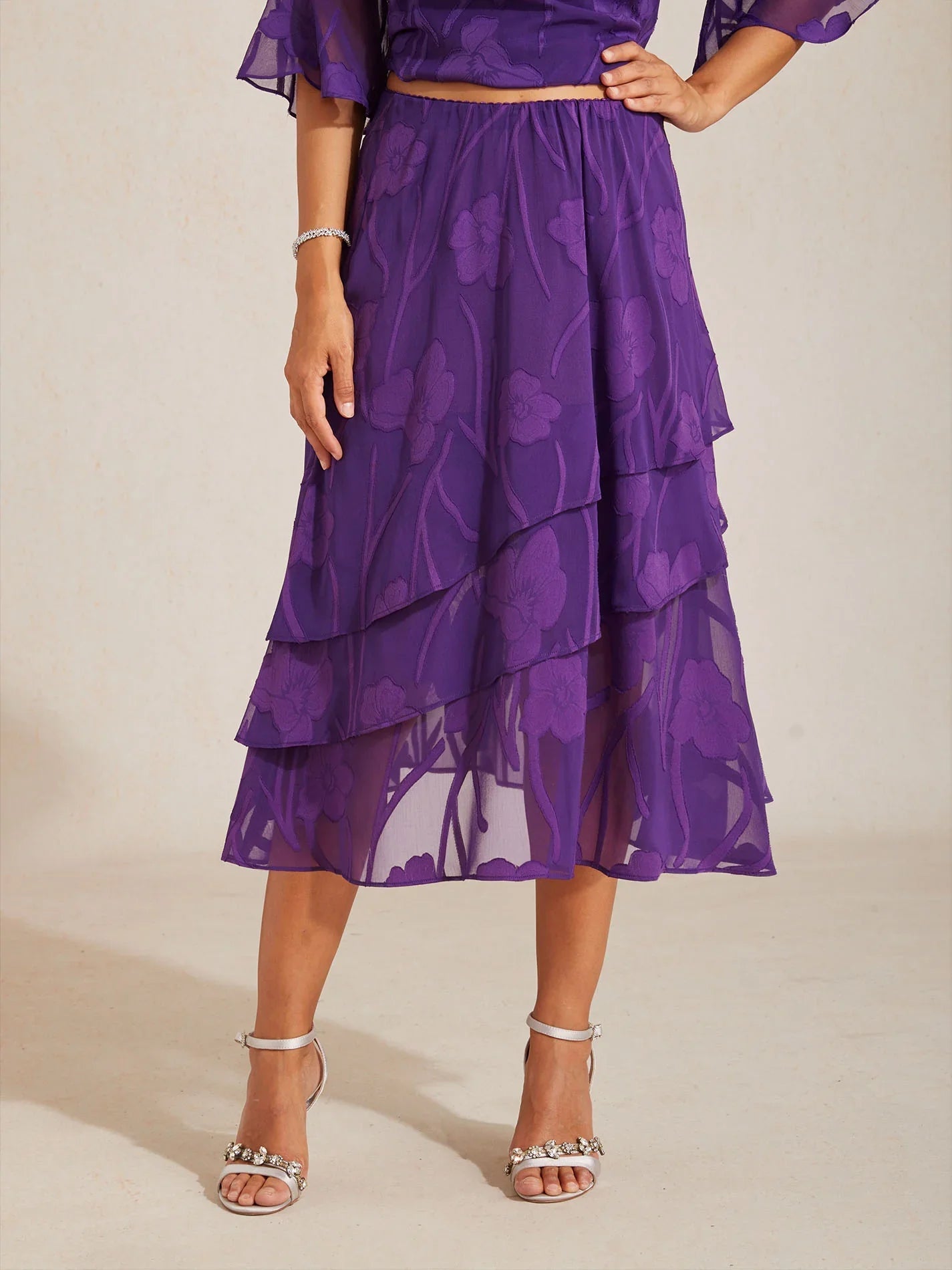 Gonna Midi in Chiffon Floreale