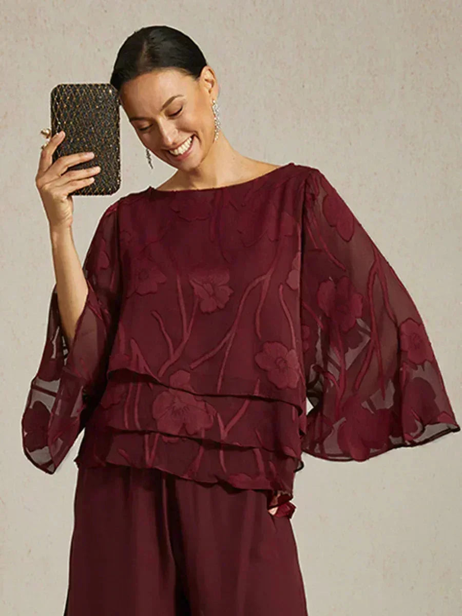 Blusa a strati in chiffon floreale
