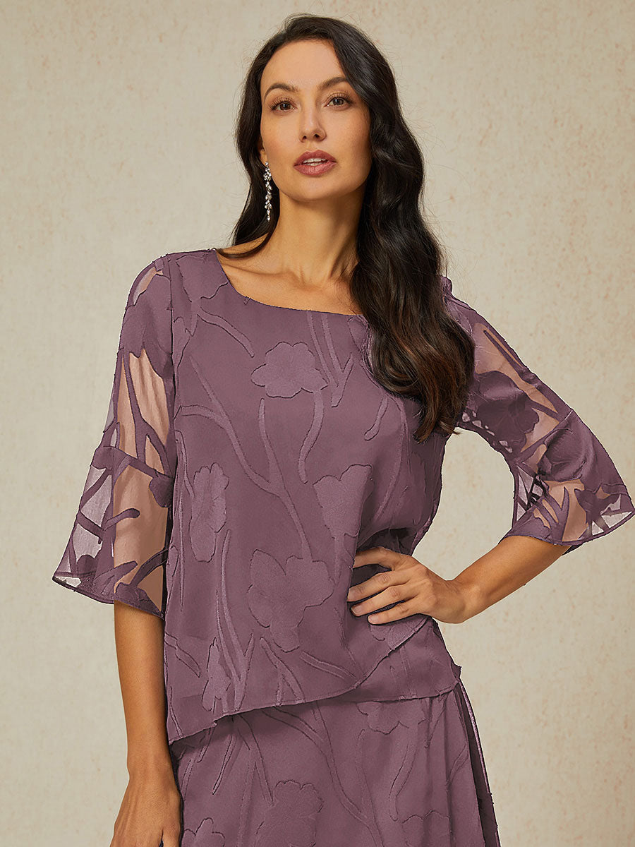 Blusa in Chiffon con Orlo Asimmetrico Elegante