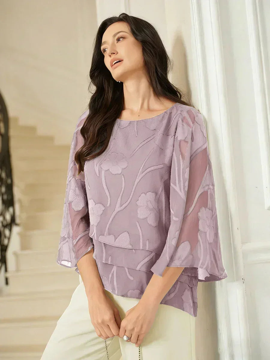 Blusa a strati in chiffon floreale