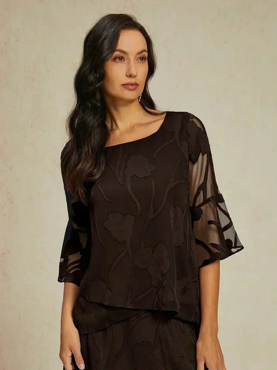 Blusa in Chiffon con Orlo Asimmetrico