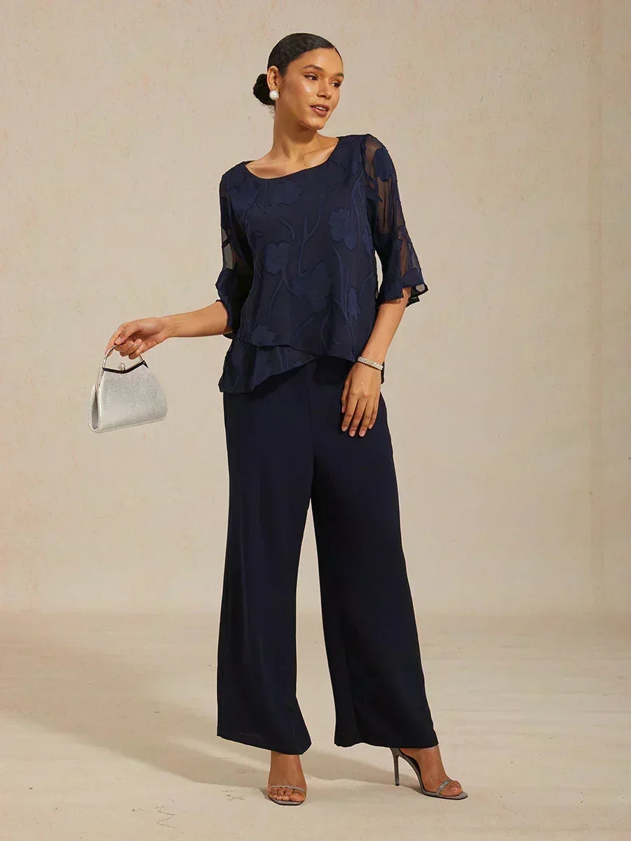 Blusa in Chiffon con Orlo Asimmetrico Elegante