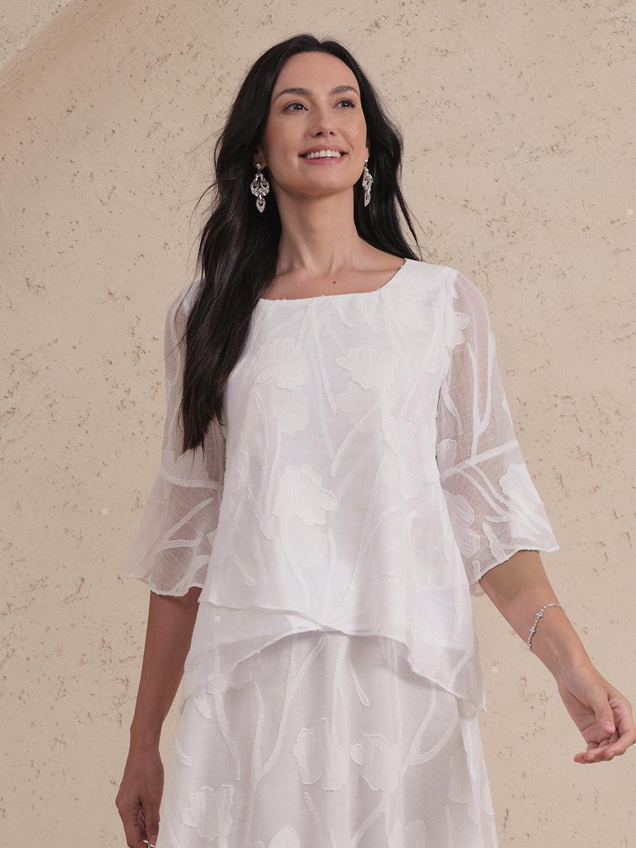 Blusa in Chiffon con Orlo Asimmetrico