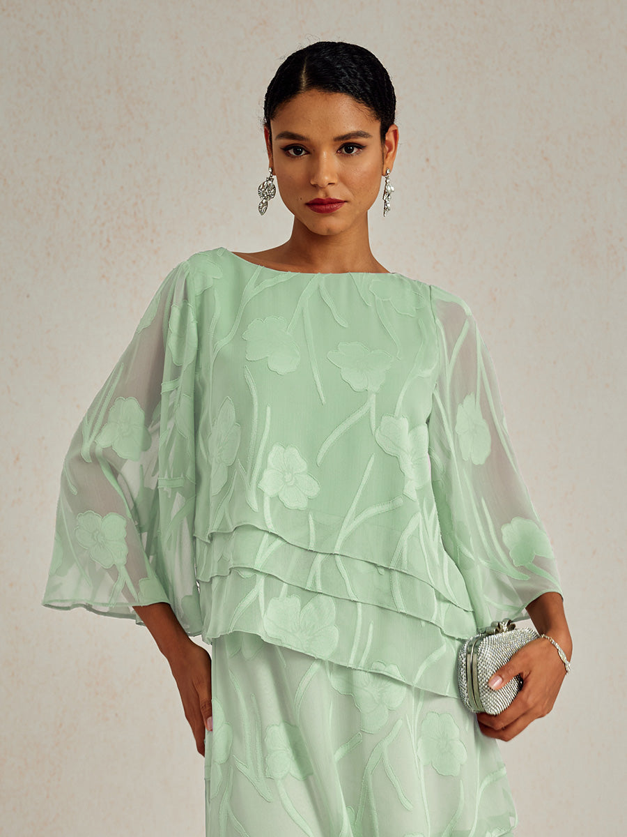 Blusa a Strati in Chiffon con Fiori