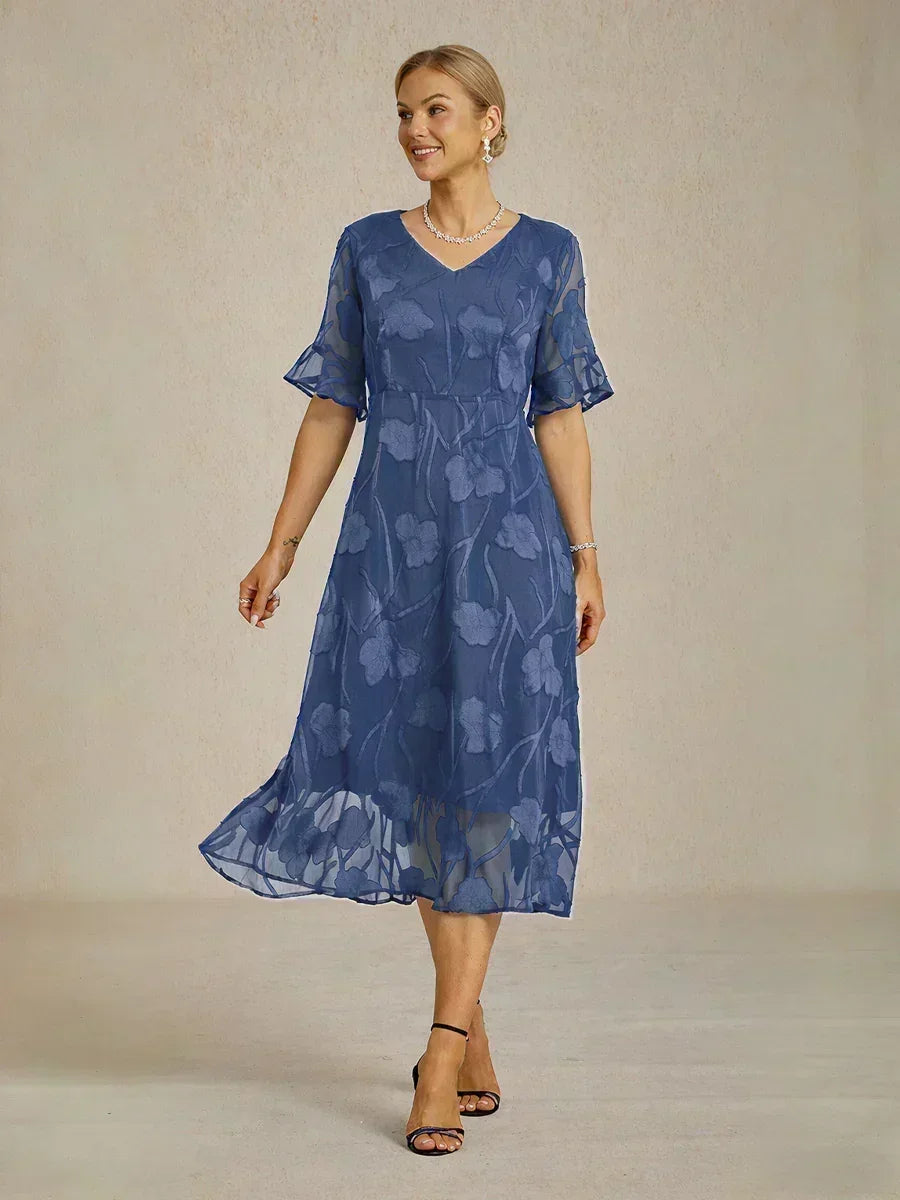 Abito Maxi in Pizzo con Maniche Fluttuanti