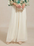 Pantaloni a Gamba Dritta con Sovrapposizione in Chiffon