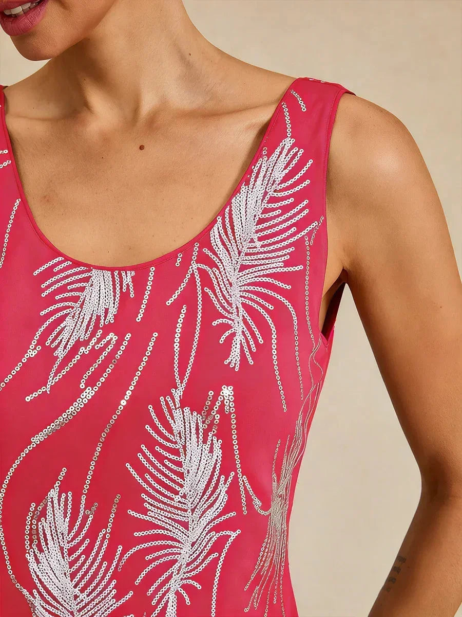 Elegante Twinset con Collo alla Mandarin in Paillettes