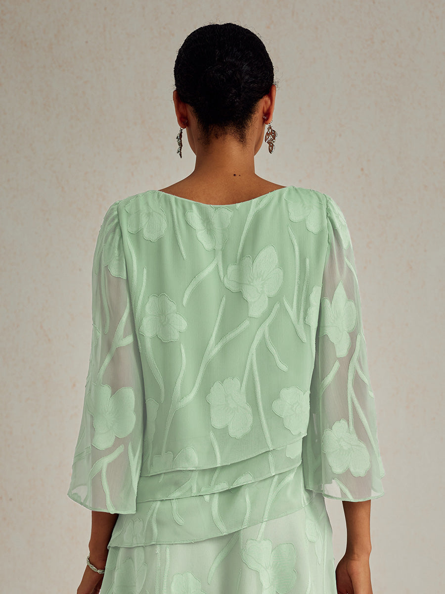 Blusa a Strati in Chiffon con Fiori