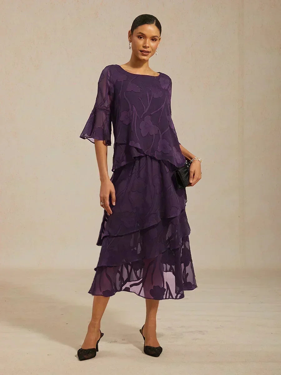 Blusa in Chiffon con Orlo Asimmetrico Elegante