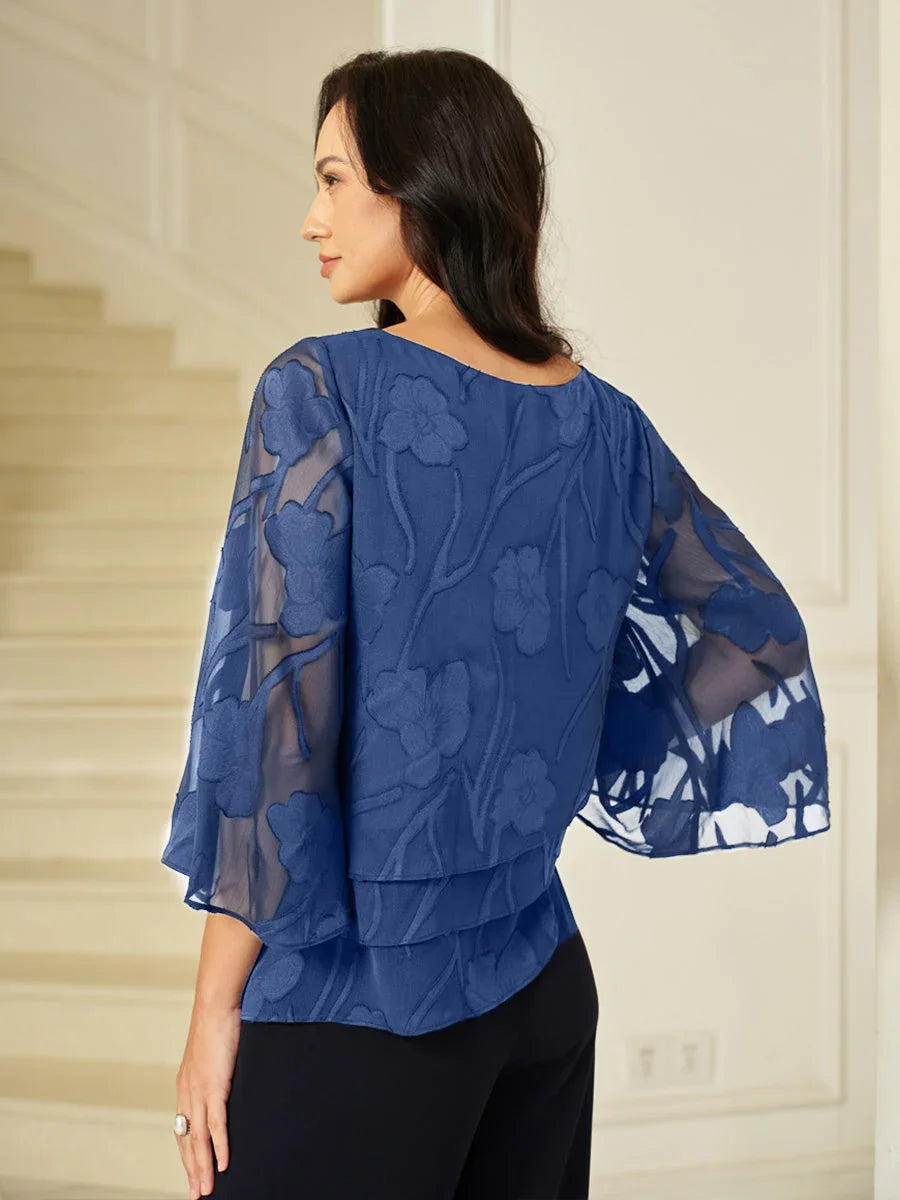 Blusa a strati in chiffon floreale