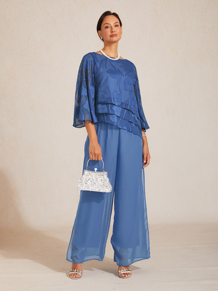 Blusa a Strati in Chiffon con Fiori