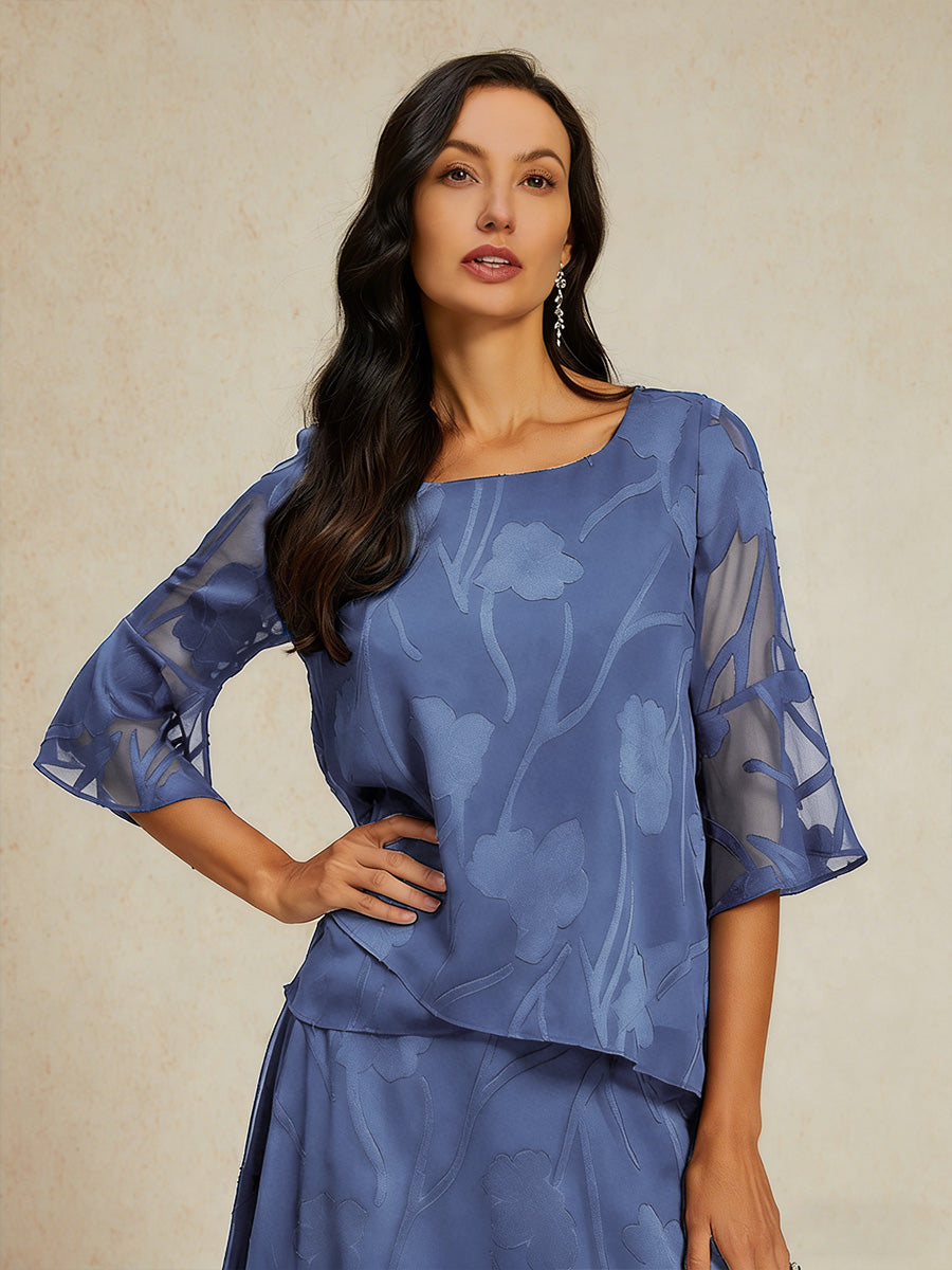 Blusa in Chiffon con Orlo Asimmetrico Elegante