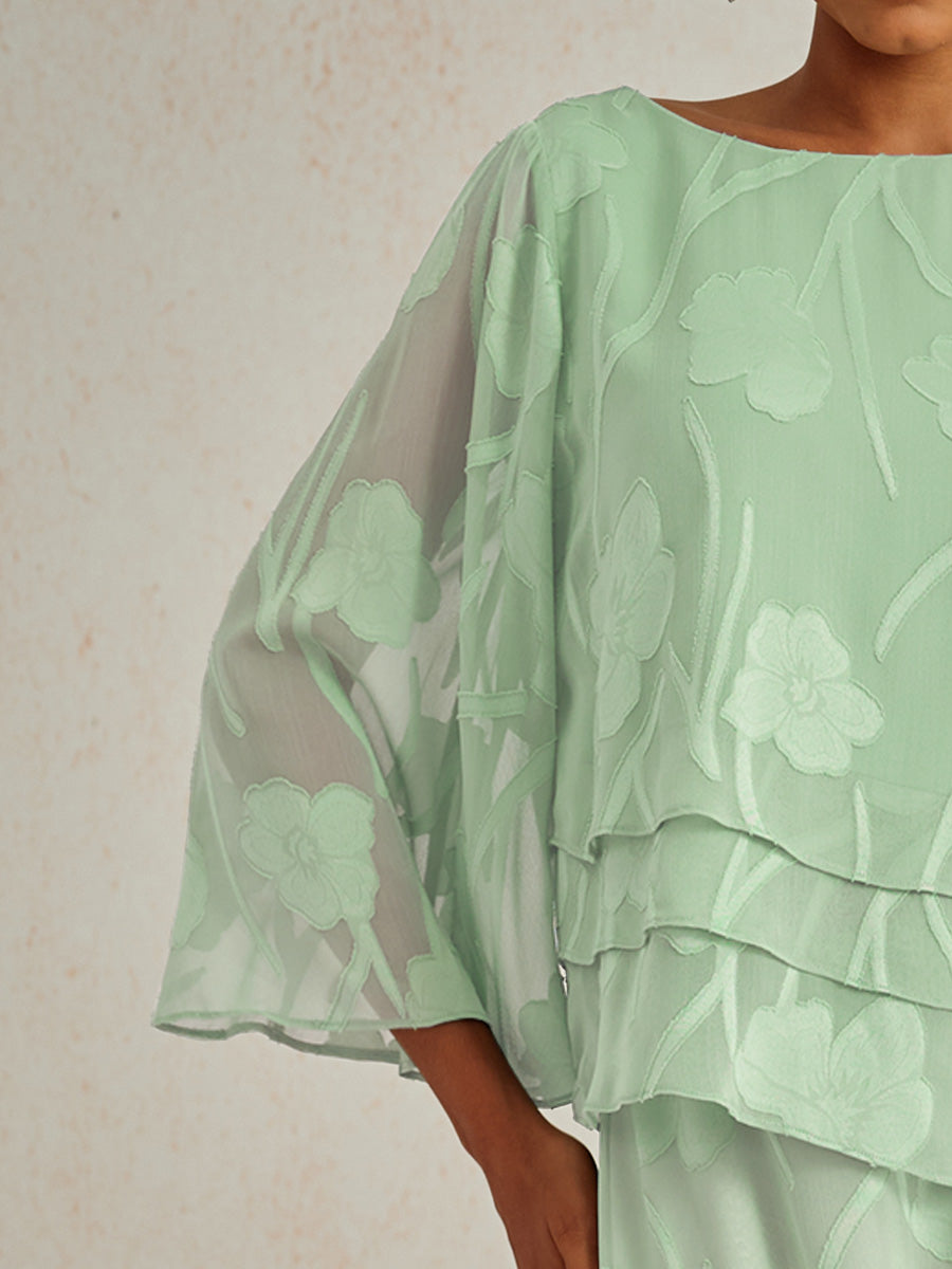 Blusa a Strati in Chiffon con Fiori