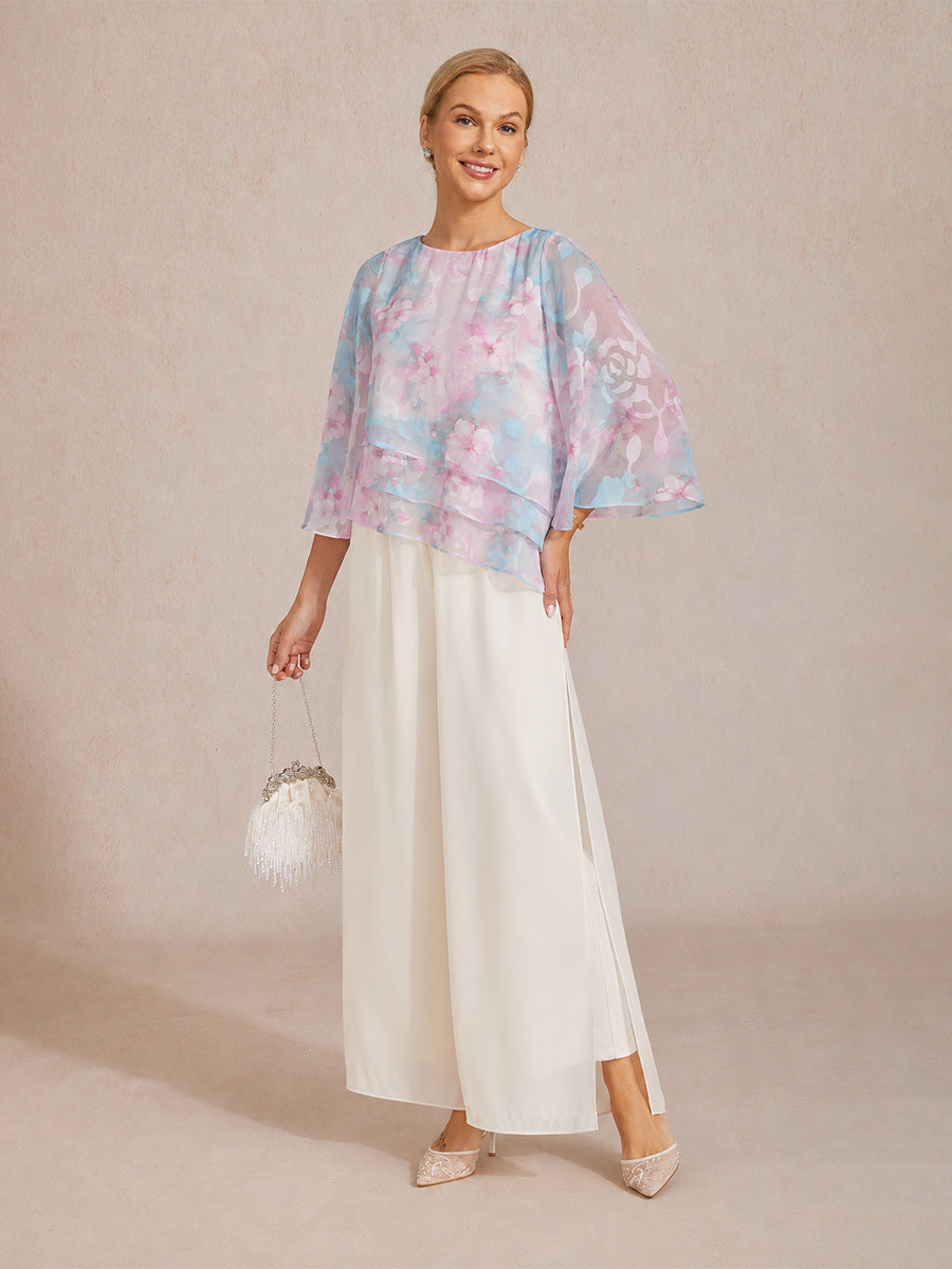 Blusa a strati in chiffon con pizzo e stampa floreale