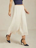 Pantaloni a gamba dritta cropped con sovrapposizione in chiffon