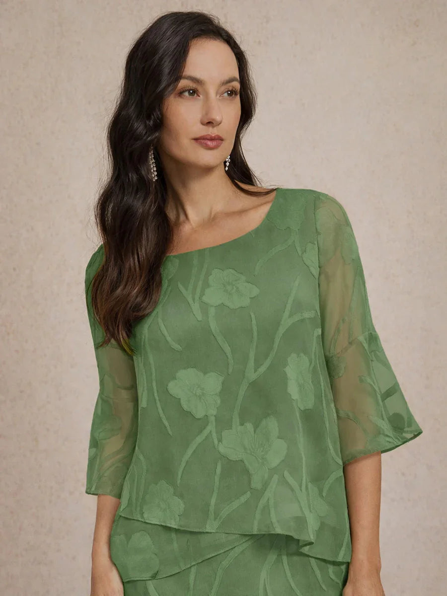 Blusa in Chiffon con Orlo Asimmetrico