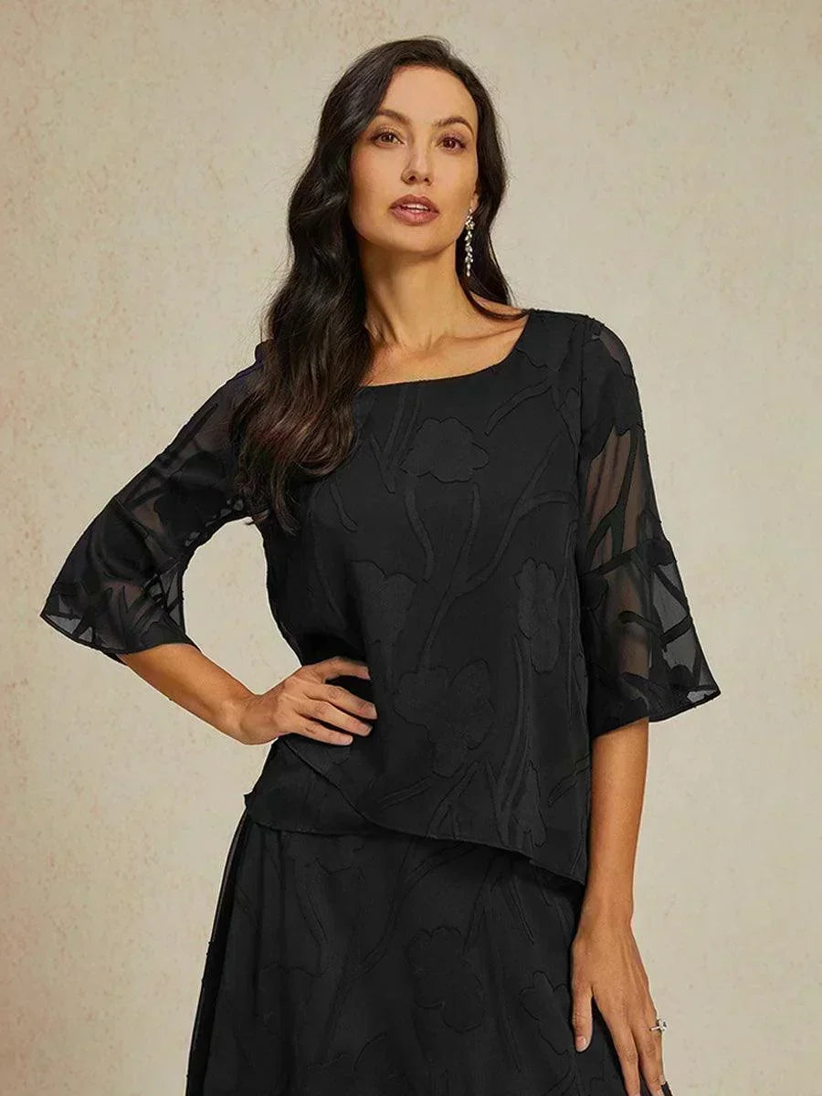 Blusa in Chiffon con Orlo Asimmetrico