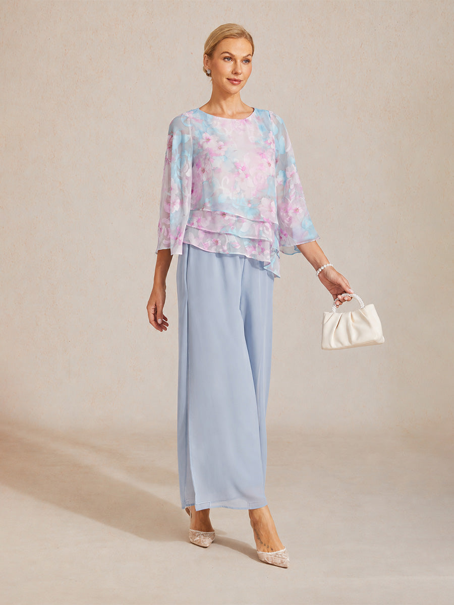 Blusa a strati in chiffon con pizzo e stampa floreale