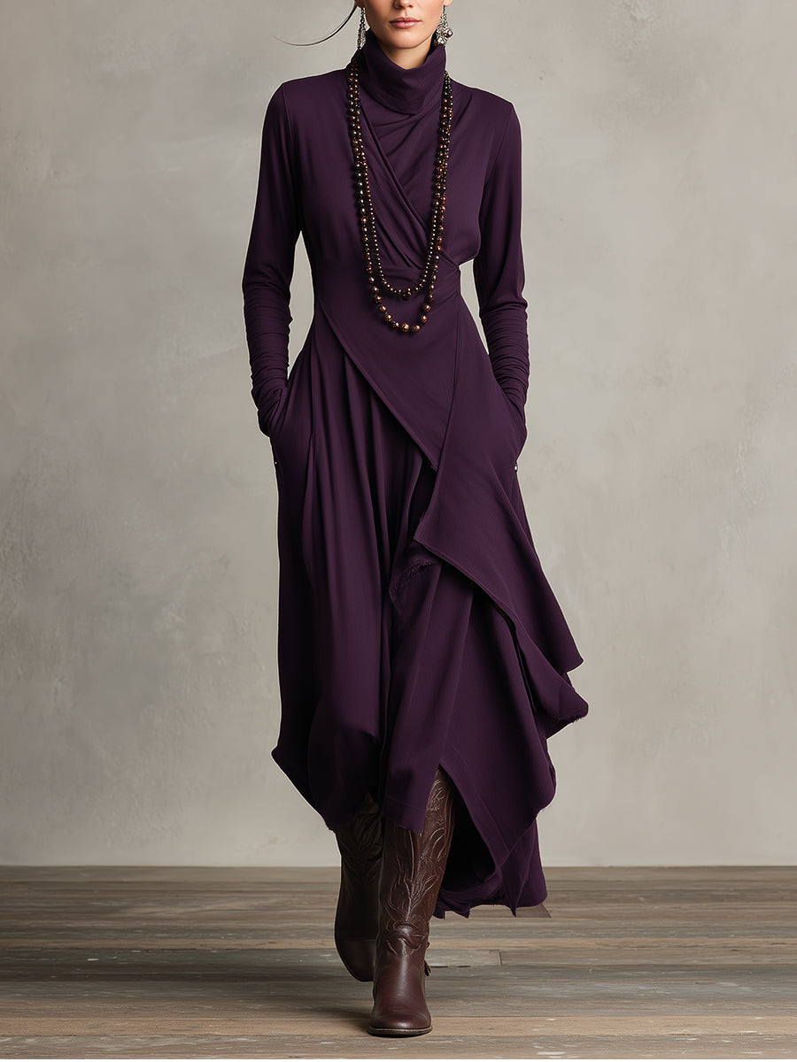 Abito maxi asimmetrico per donne in colore viola