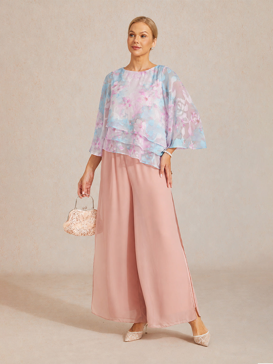 Blusa a strati in chiffon con pizzo e stampa floreale
