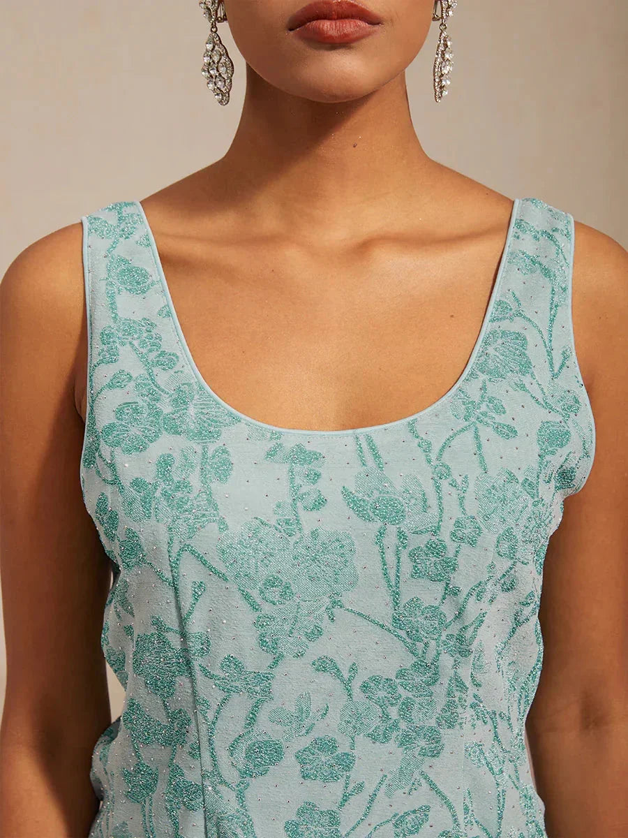 Twinset con Collo alla Mandarina e Stampa Zebra Decorata con Strass
