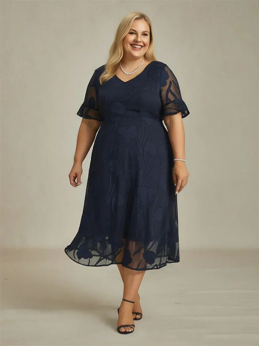 Abito Maxi in Pizzo con Maniche Fluttuanti