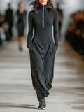 Abiti maxi sportivi per donne con colletto alto e zip MDA3197G9Y