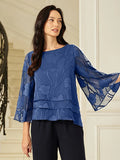 Blusa a Strati in Chiffon con Fiori