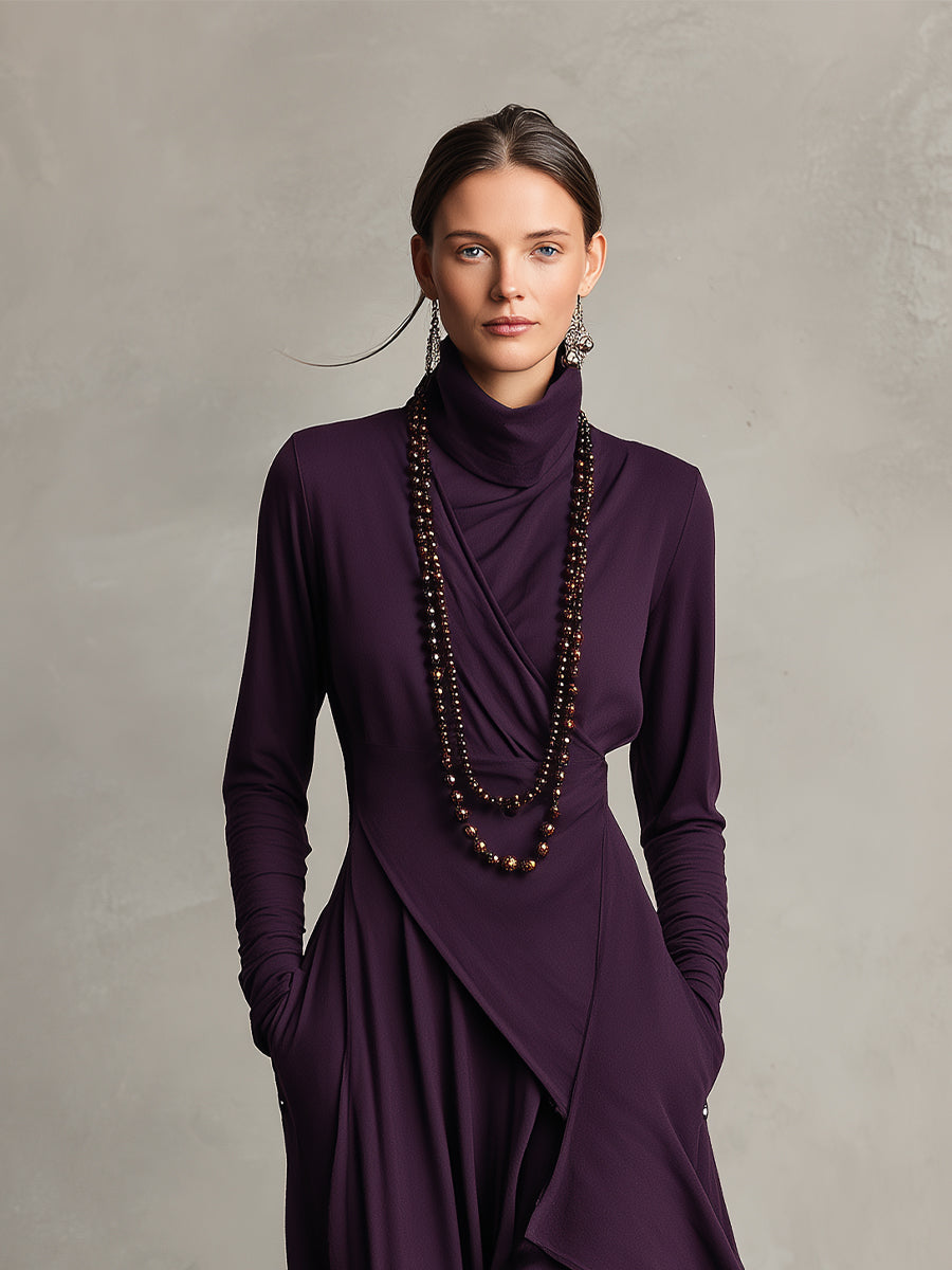 Abito maxi asimmetrico per donne in colore viola