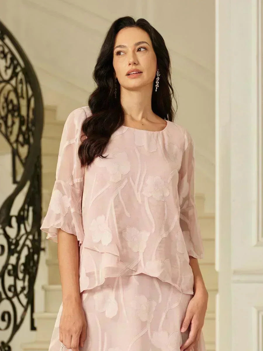 Blusa in Chiffon con Orlo Asimmetrico