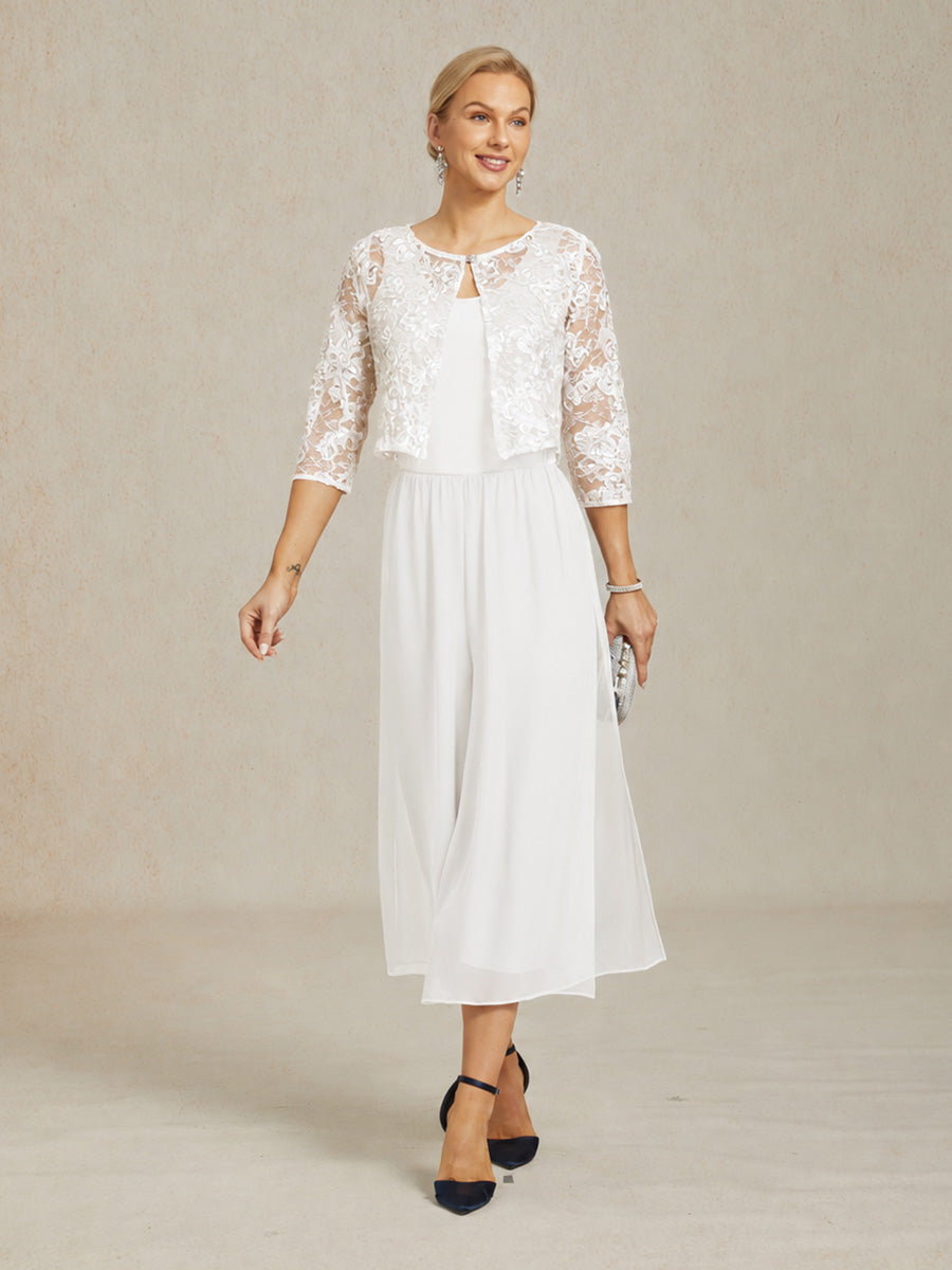 Pantaloni a gamba dritta cropped con sovrapposizione in chiffon