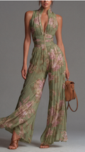 ESSENZIALE – Tuta in Chiffon a Pieghe con Fantasia Floreale