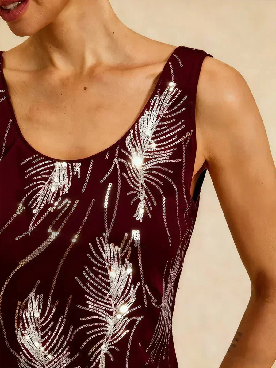 Elegante Twinset con Collo alla Mandarin in Paillettes