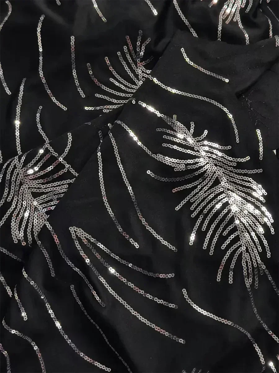 Elegante Twinset con Collo alla Mandarin in Paillettes