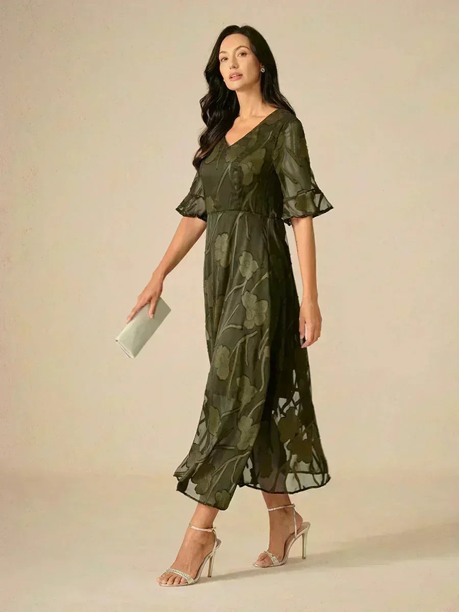Abito Maxi in Pizzo con Volant