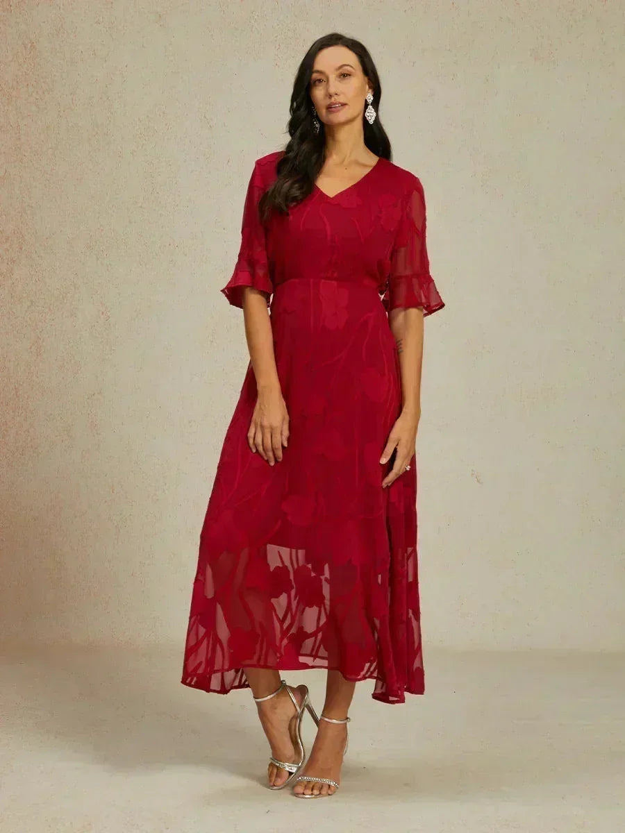 Abito Maxi in Pizzo con Volant