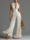 ESSENZIALE – Tuta in Chiffon Plissettato Bianca per Donne