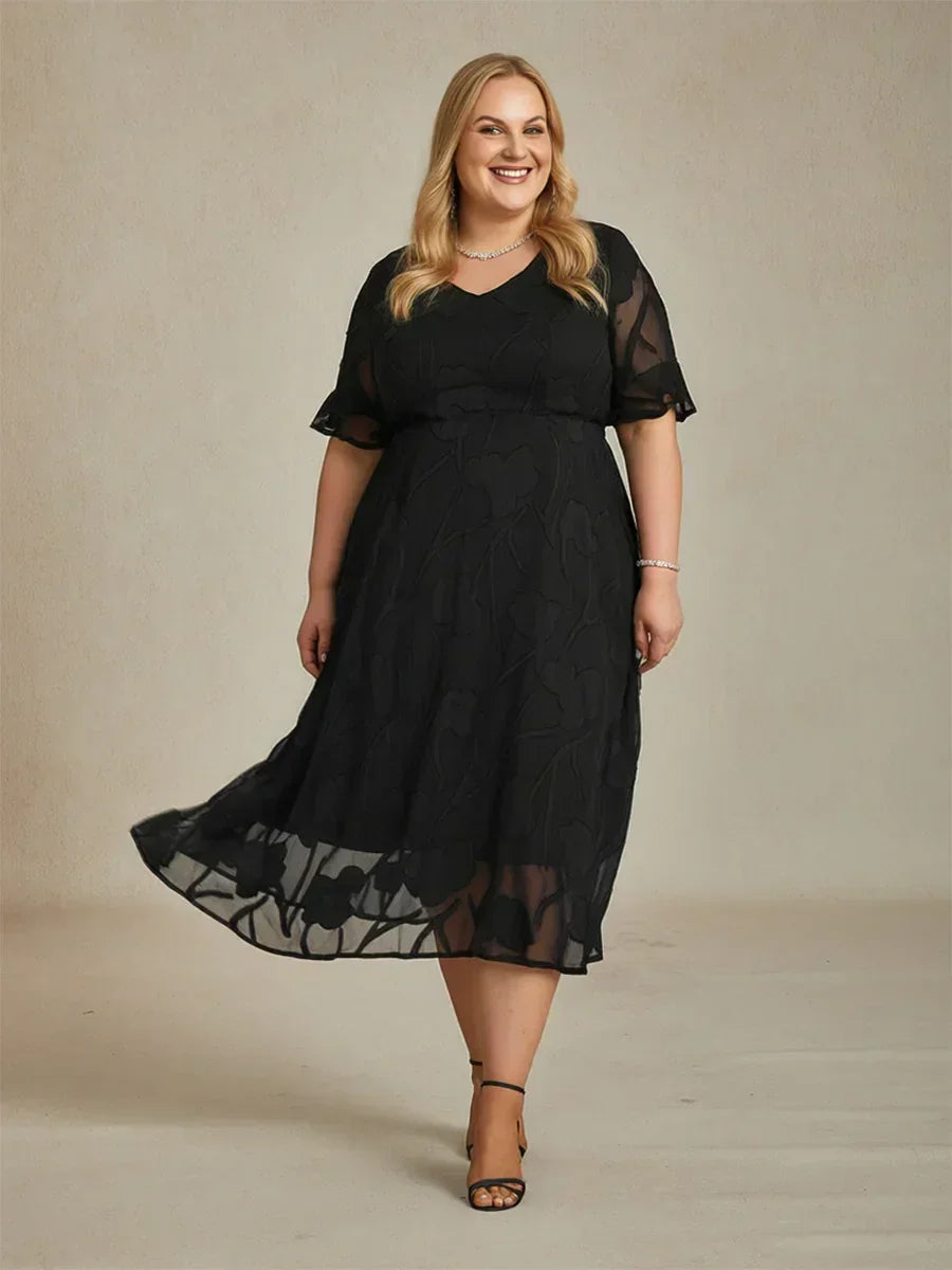 Abito Maxi in Pizzo con Maniche Fluttuanti