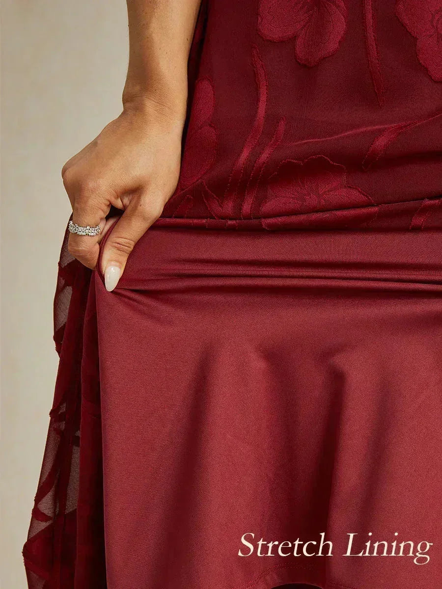 Abito Maxi in Pizzo con Maniche Fluttuanti