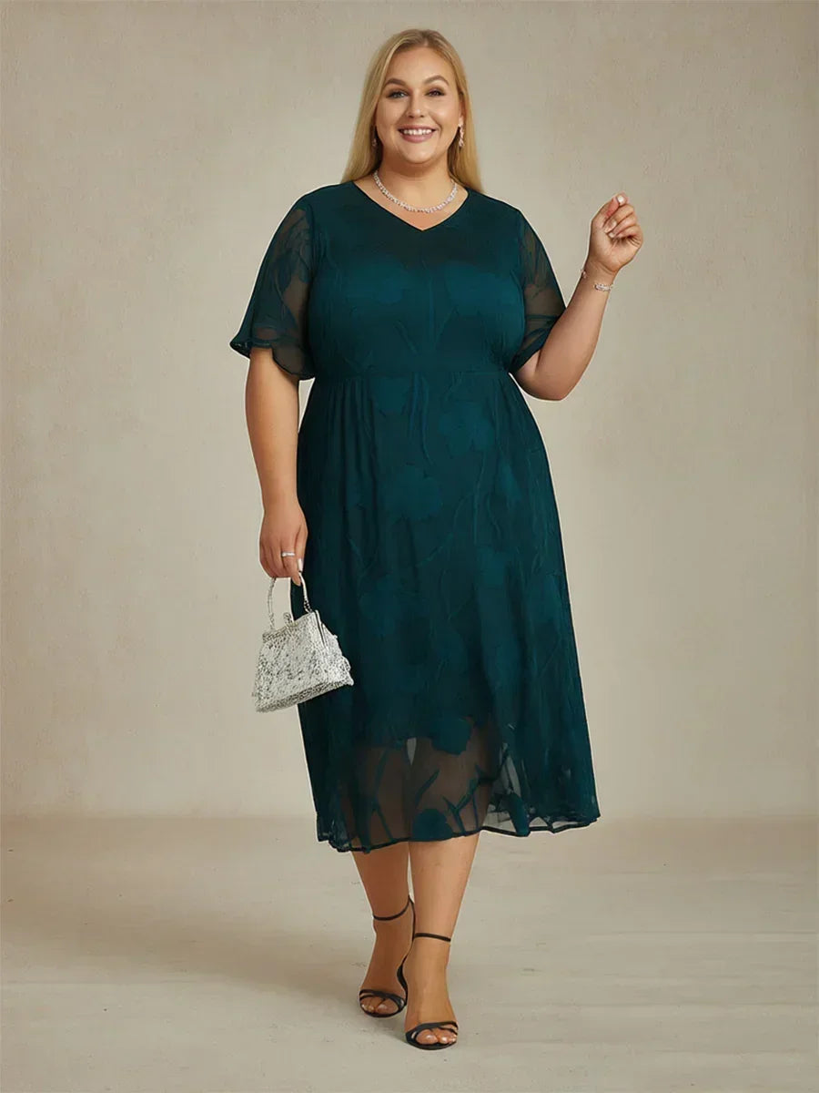 Abito Maxi in Pizzo con Maniche Fluttuanti