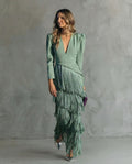 Alessia - Elegante abito midi con maniche a frange
