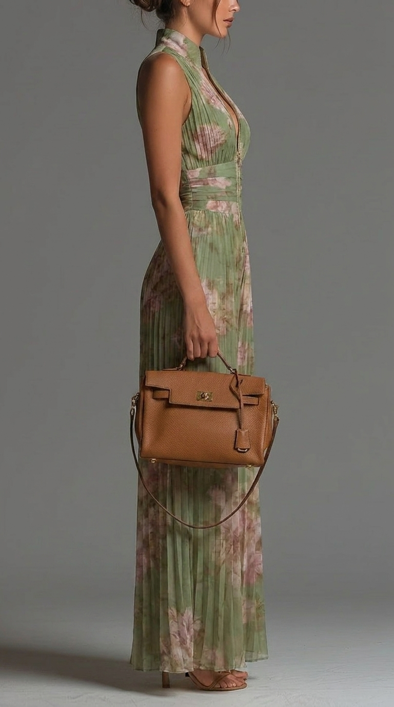 ESSENZIALE – Tuta in Chiffon a Pieghe con Fantasia Floreale