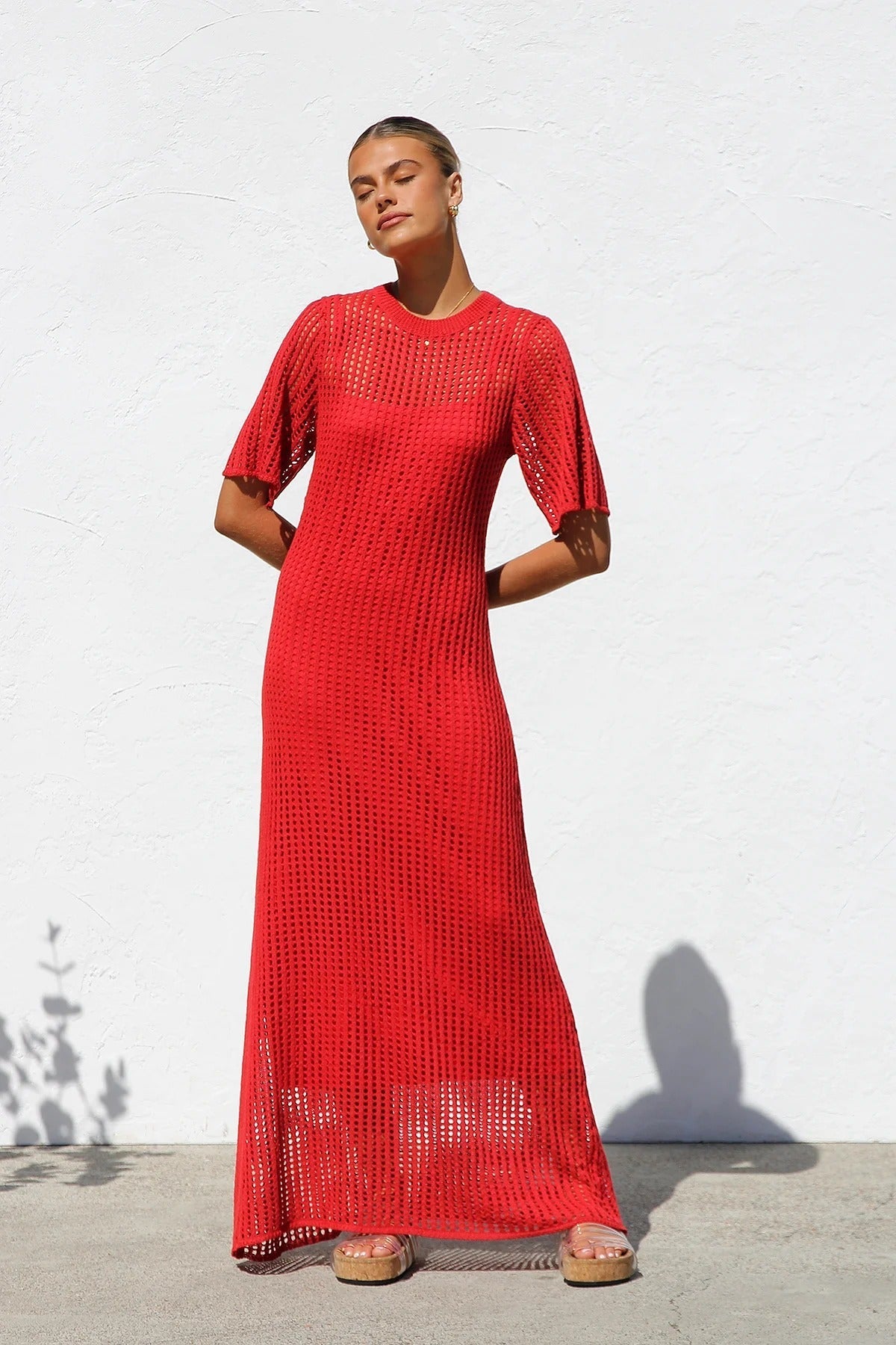 ESSENZIALE - Vestito Maxi all'Uncinetto Airlie - Naturale