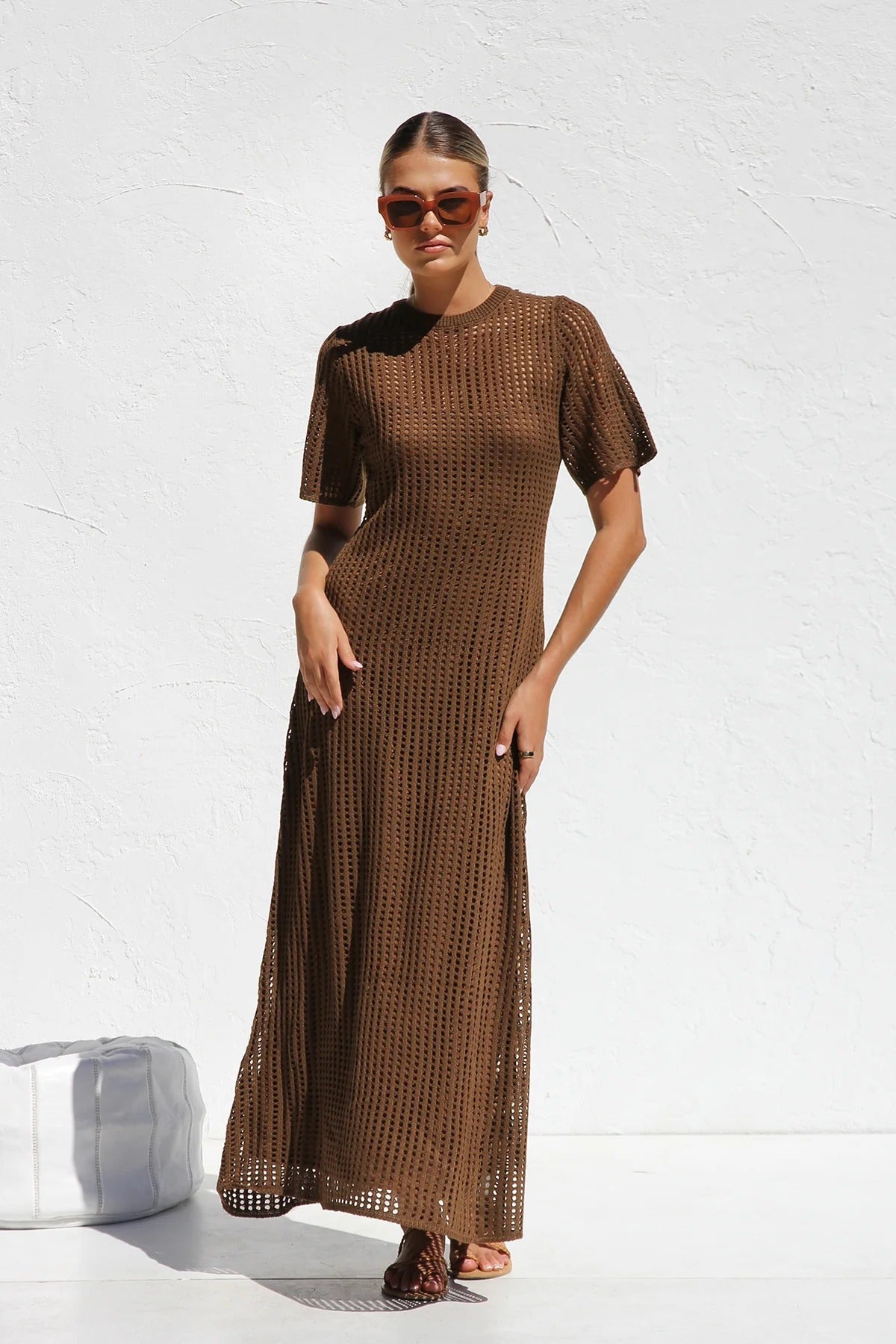 ESSENZIALE - Vestito Maxi all'Uncinetto Airlie - Naturale