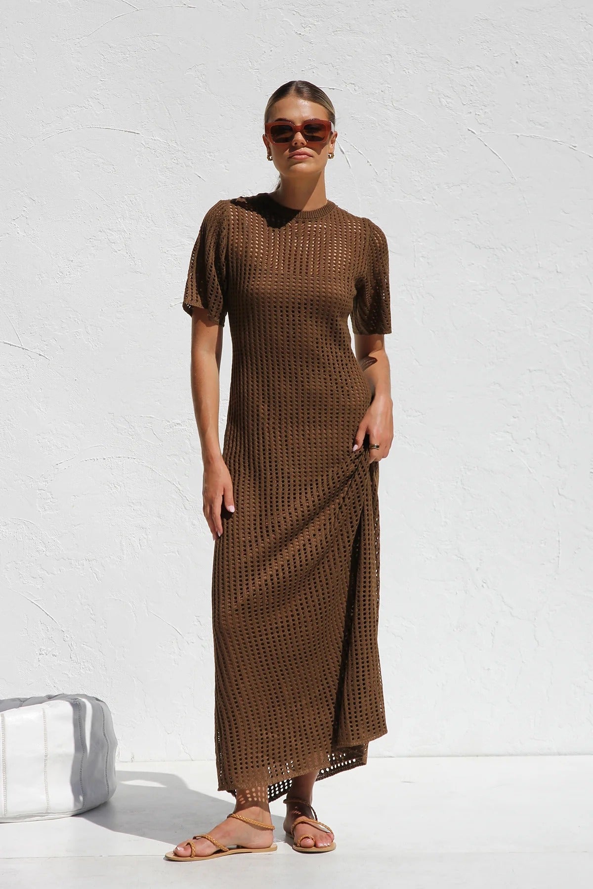 ESSENZIALE - Vestito Maxi all'Uncinetto Airlie - Naturale