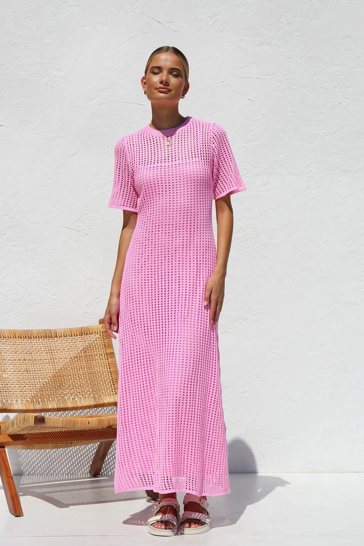 ESSENZIALE - Vestito Maxi all'Uncinetto Airlie - Naturale