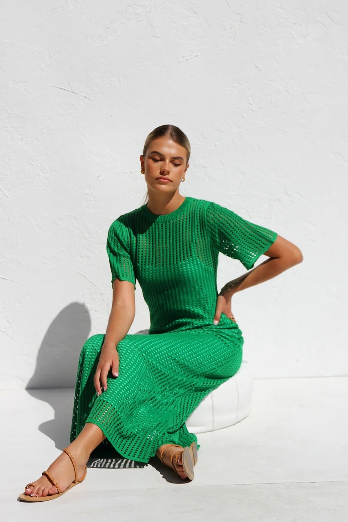 ESSENZIALE - Vestito Maxi all'Uncinetto Airlie - Naturale